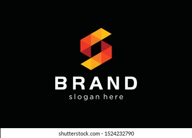 letter S with flat color concept, modern logo template, digital logo ready to use