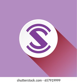 letter S flat shadow logo template