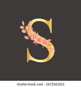 Letter S floral logo isolated. Alphabet vector image	