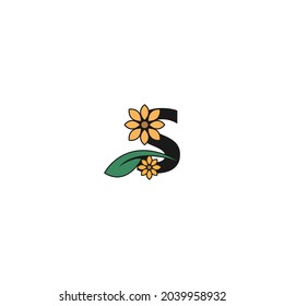 Buchstabe S mit Logo-Design für das Blumensymbol Vektorgrafik-Vorlage