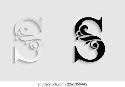 letter S. flower  letters. Vintage ornament initial Alphabet. Logo vector 
