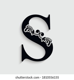 letter S flower  ornament. Vector logo. Monogram alphabet. Beautiful floral capital letters
