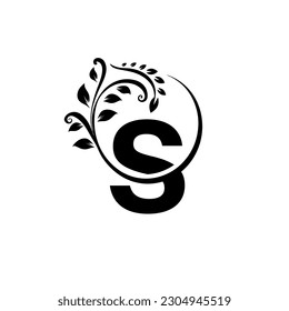 Letter S flower ornament. Vector logo. Minimalist and modern initial letter S logo vector image