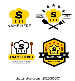 Letter s food logo set. Restaurant retro badge logo for business and banner.