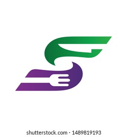 Letter S With Fork and Knife Logo Design