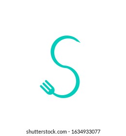 letter S with fork logo modern sign template
