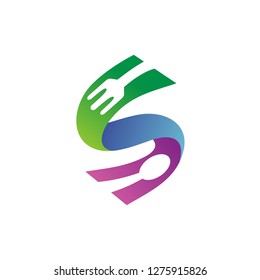 Letter S Fork and Spoon Logo Vector