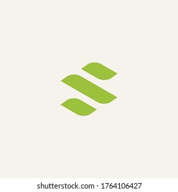 letter S form with leaf icon logo vector design template concept. 