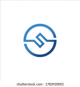 letter S formed circle logo vector illustration of a blue icon