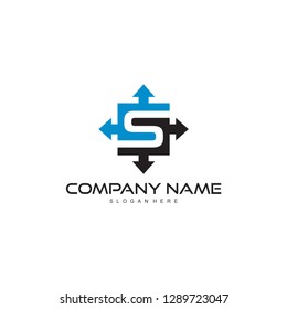 letter s with four arrow logo design vector
