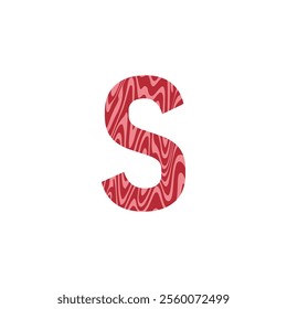 Letter S from fresh raw meat with marble. Vector latin meat alphabet.  Red tenderloin beef meat font for restaurants, butcher shop, farmers market.