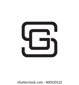 Letter S And G Monogram Square Shape Logo Black