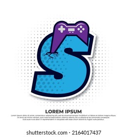 Letter S with game icon, Gaming Console Esport Logo Designs with pop style.