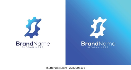 Letter S gear icon logo design template