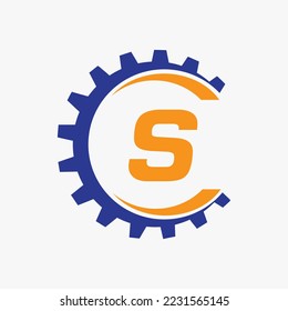 Letter S Gear Logo Design Template. Automotive Gear Logo for Business and Industrial Identity