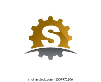 Letter S gear technology logo or symbol template design