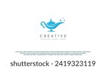 Letter S genie lamp design logo concept. lantern lamp logo template. genie aladdin.