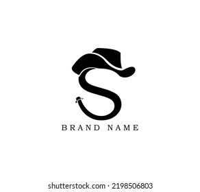 Letter S Gentlemen Hat Logo Design Vector Icon Graphic Emblem Illustration