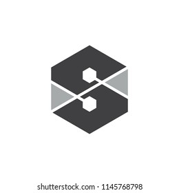 letter s geometric hexagon logo vector