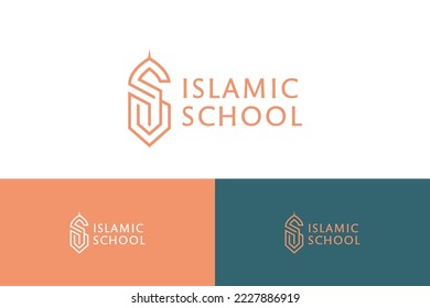 Letter I and S Geometric Line Style and Minimalist Symbol Logo for Education and Islamic School.