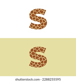 Letter S With Giraffe Skin Pattern Design