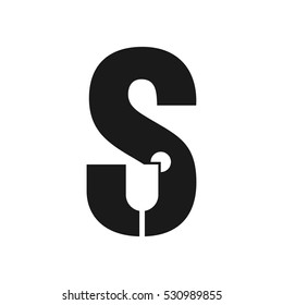 letter S and glass logo vector
