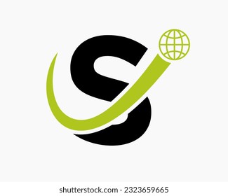 Letter S Global Logo Design. World Logotype Symbol Vector Template