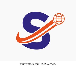 Letter S Global Logo Design. World Logotype Symbol Vector Template