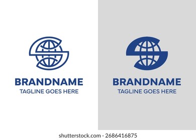 Letter S Globe Logo Set, symbolizing global reach, connection, and innovation