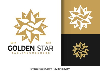 Letter S Golden Star Logo Design Vector Illustration Template