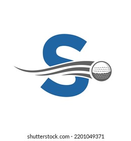 Letter S Golf Logo Symbol. Hockey Design Based Alphabet Vector Template