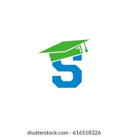 letter S with graduation cap logo