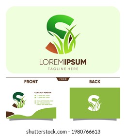 Letter S Grass Logo Design Vector Icon Graphic Illustration