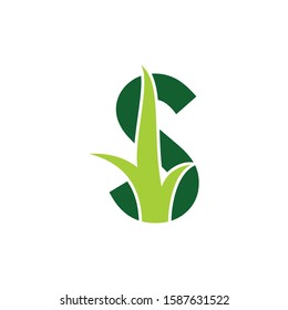 Letra S con vector de logotipo de grass 001