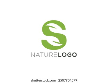 
Letter S Green abstract leaf logo design template