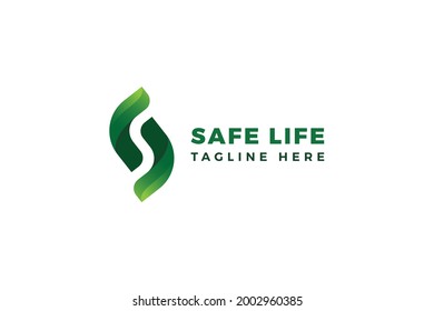 Letter S Green Color 3d Safe Life Natural Logo