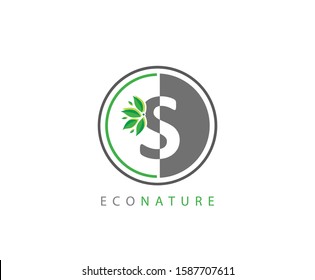 Letter S Green Leaf , Eco Nature S Logo Icon.