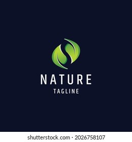 Letter S green leaf initial logo icon design template flat vector