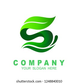 Letter s with green leaf logo concept perfect for health and green related business, life icon,greening and ecology icon