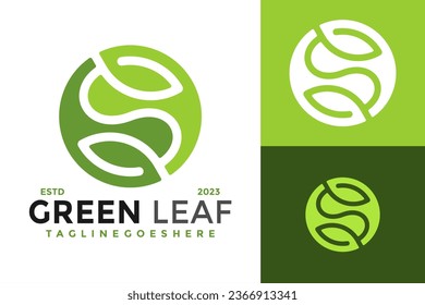 Letter S Green Leaf Logo design vector symbol icon illustration