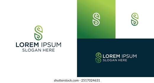 Letras con concepto de logotipo de hoja verde perfecto para negocios relacionados con la salud y el verde, icono de vida, icono de ecología y ecología