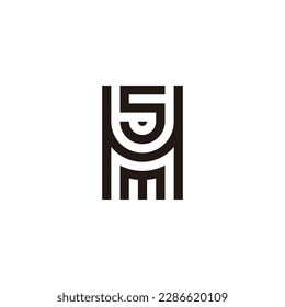 Letter S, H and M curve, square geometric symbol simple logo vector