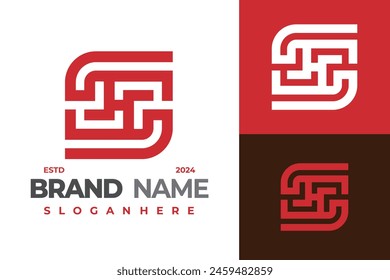 Letter S H Monogram initials logo design vector symbol icon illustration