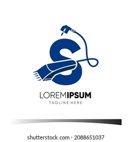 Letter S Hair Clipper Logo Design Vector Icon Graphic Emblem Illustration