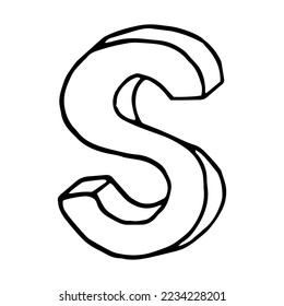 letter S hand drawn in doodle style. sketch, vector, font, handwriting