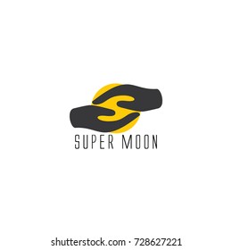 letter s hand palms logo. super moon logo vector.