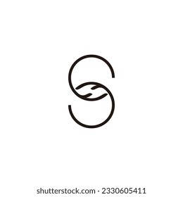 Letter S hand, round geometric symbol simple logo vector