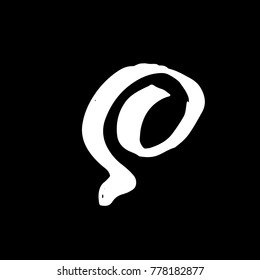 Letter S. Handwritten by dry brush. Rough strokes font. Vector illustration. Grunge style alphabet.