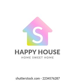 letter S happy house vector logo design