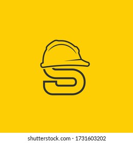 letter S with Hat for Safety. Vector S .